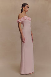 Nova Ruffle Off Shoulder Maxi Dress - Ballet Pink